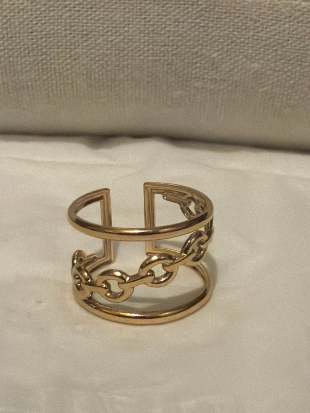 Gold Tone Chain Open Cuff Bracelet - Women Jewelry
